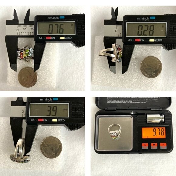 Sterling Silver 925 Multi Color Oval Cubic Zirconia CZ Ring Sz 7.75 - Picture 12 of 16